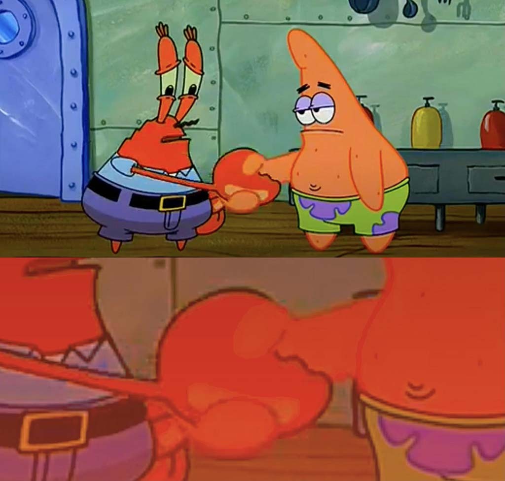 میم خام دست دادن پاتریک با آقای خرچنگ
