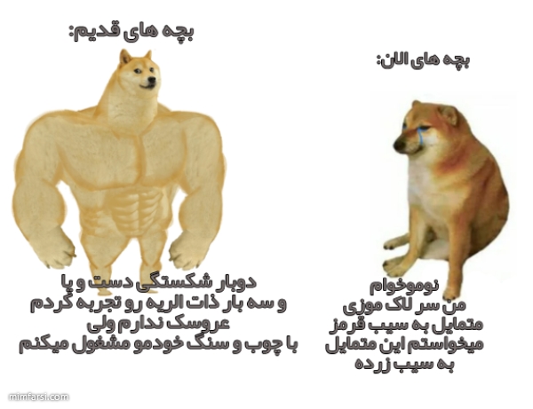 فرق بچه های قدیم و الان - میم سگ بدن ساز