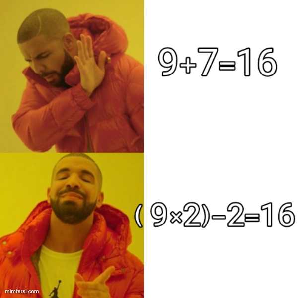 16=9+7... 16=2-(2×9 )